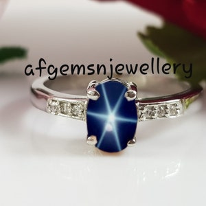 Engagement Blue Star Ring Lindy Star Ring in 925 Sterling Silver Sapphire Star Jewelry Ring
