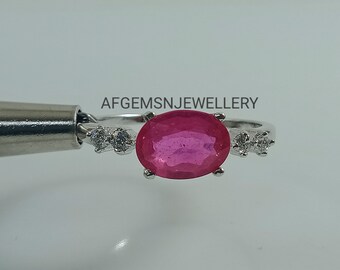 Genuine Ruby Gemstone Ring-Vintage Ruby Ring-925 Sterling Silver Ring-Red Ruby Ring-Oval Ruby Ring-Proposal Ring-Ruby Jewelry Ring