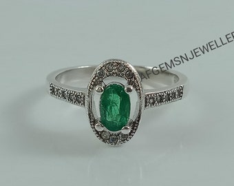 100%Natural Emerald Ring-Green Emerald Ring-Emerald Silver Ring-Zambian Emerald Ring-Emerald Ring-Unique Emerald Ring-Oval Emerald