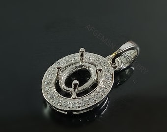 925 Sterling Silver Pendant-7X5MM Oval Semi Mount Colgante-Semi Mount Colgante-Colgante de ajuste