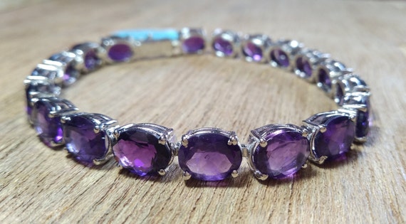 Bracelet En Argent 925 Avec Tanzanite Naturelle Ovale 7x5mm - Bijou Neuf Sans Boîte