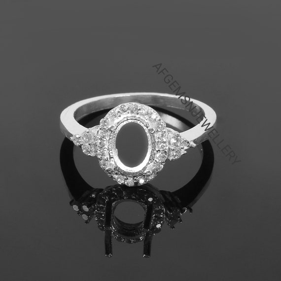 Shape Oval Size Ring Setting 925 Solid Silver Ring Setting Custom Semi Mount Ring Setting Ring 6x8 MM Oval Ring Prong Setting Ring