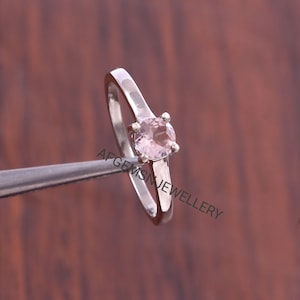 Bague de fiançailles en morganite rose naturelle, bague de fiançailles en argent sterling avec pierres précieuses roses roses