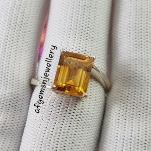 Emerald Cut Yellow Topaz Ring-Natural Golden Topaz Ring-925 Sterling Silver Ring-Golden TOPAZ Jewelry-Vintage Ring-Birthstone TOPAZ Ring
