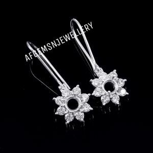 6mm Round Ear Wires with Setting in Sterling Silver 6mm Round Semi Mount Drop Earrings Prong Setting Earrings