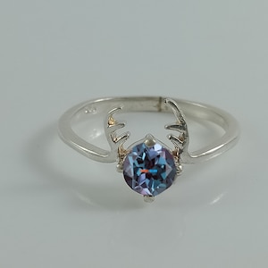 Genuine Lab Alexandrite Ring, Color Changing Stone Ring, Wedding Alexandrite Ring, Sterling Silver Ring, Engagement Ring, Women Bridal Ring