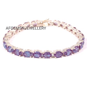 Pulseira de Alexandrita - Pulseira de Noivado - Pedra Preciosa que Muda de Cor - Pulseira de Prata de Lei - Pulseira que Muda de Cor - Pulseira com Pedra do Mês de Junho
