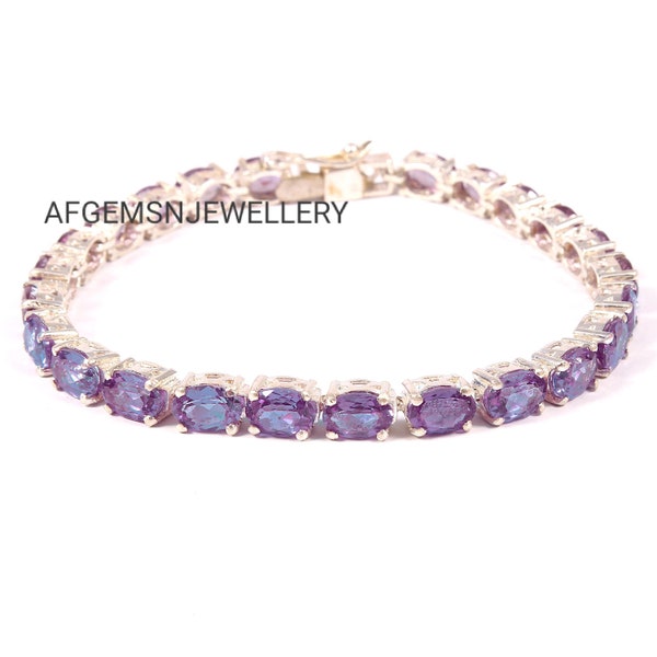 Alexandrite Bracelet-Engagement Bracelet-Color Changing Gemstone-Sterling Silver Bracelet-Colors Changing Bracelet-June Birthstone Bracelet