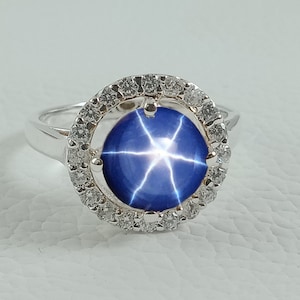 Lindy Star Sapphire Ring Sterling Silver 925 Blue Star Sapphire Ring Silver Lindy Star Ring