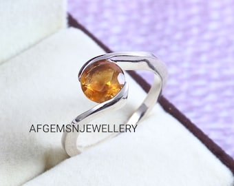 November Birthstone Ring-925 Silver Ring-Yellow Topaz Ring-Women Ring-Golden Topaz Ring-Promise Ring