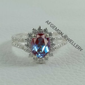 Bride Alexandrite Ring-Sterling Silver Ring-Alexandrite Promise Ring-Lab Alexandrite-June Birthstone- Anniversary Gift-Birthday Gift