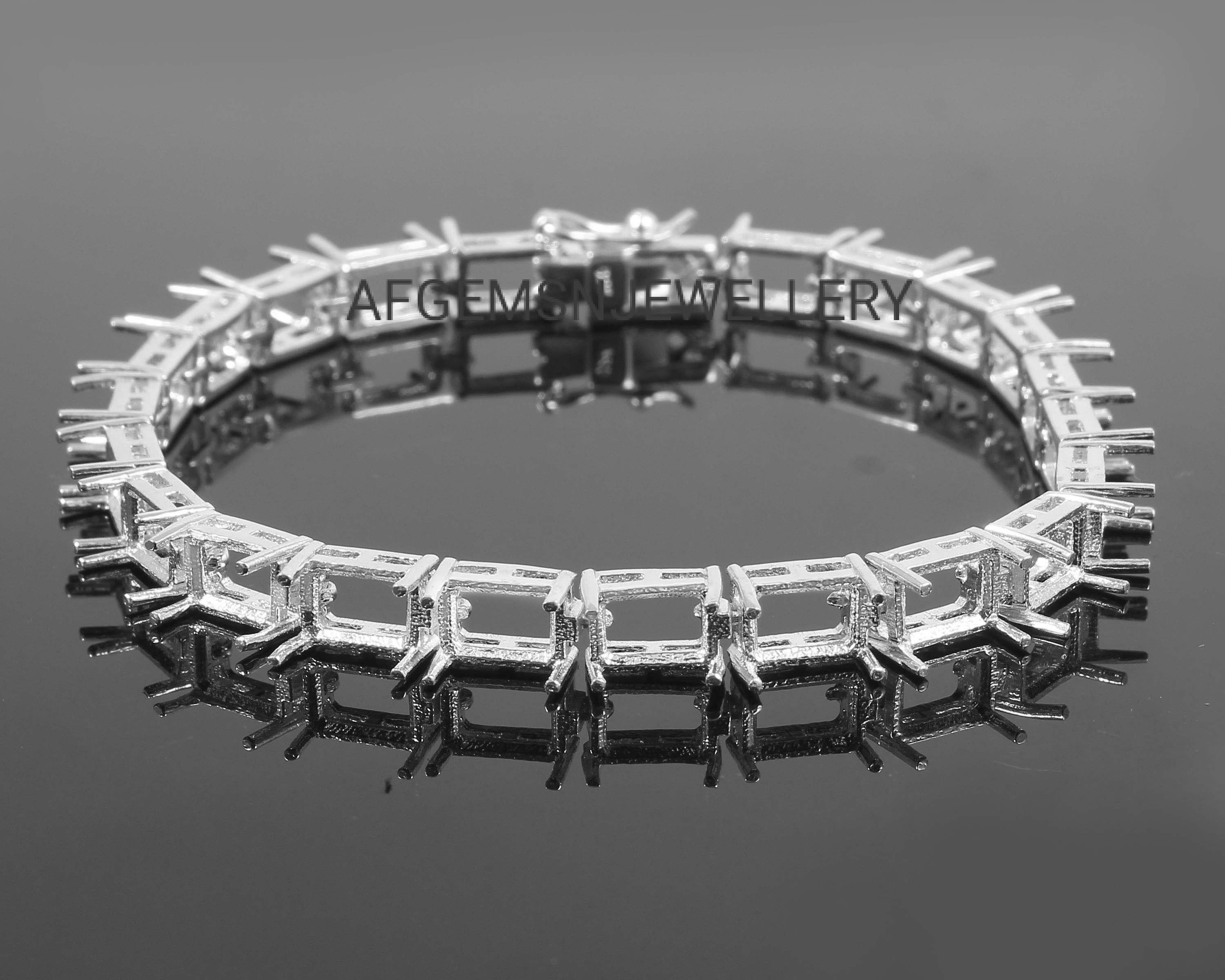 7X5MM Octagon Semi Mount Bracelet-without Stone Bracelet-tennis