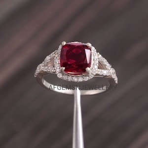 Kissen Rhodolith Granat Ring, 925 Sterling Silber Ring, Pink Granat Ring, Silber Rhodolith Granat Ring