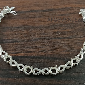 5X5MM Round Semi Mount Bracelet-Without Stone Bracelet-Tennis Bracelet-Ready to be Set With Your Own Stone-Blank Tennis Bracelet