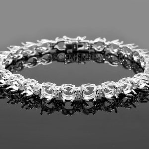 5X5MM Round Semi Mount Bracelet-Without Stone Bracelet-Tennis Bracelet-Ready to be Set With Your Own Stone-925 Sterling Silver Bracelet
