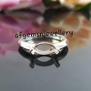 5X10 MM Marquise Semi Mount Ring-Without Stone Ring-5x10mm Pre- Notched Sterling Silver Marquise Wire Mount Ring Setting Prong Setting Ring