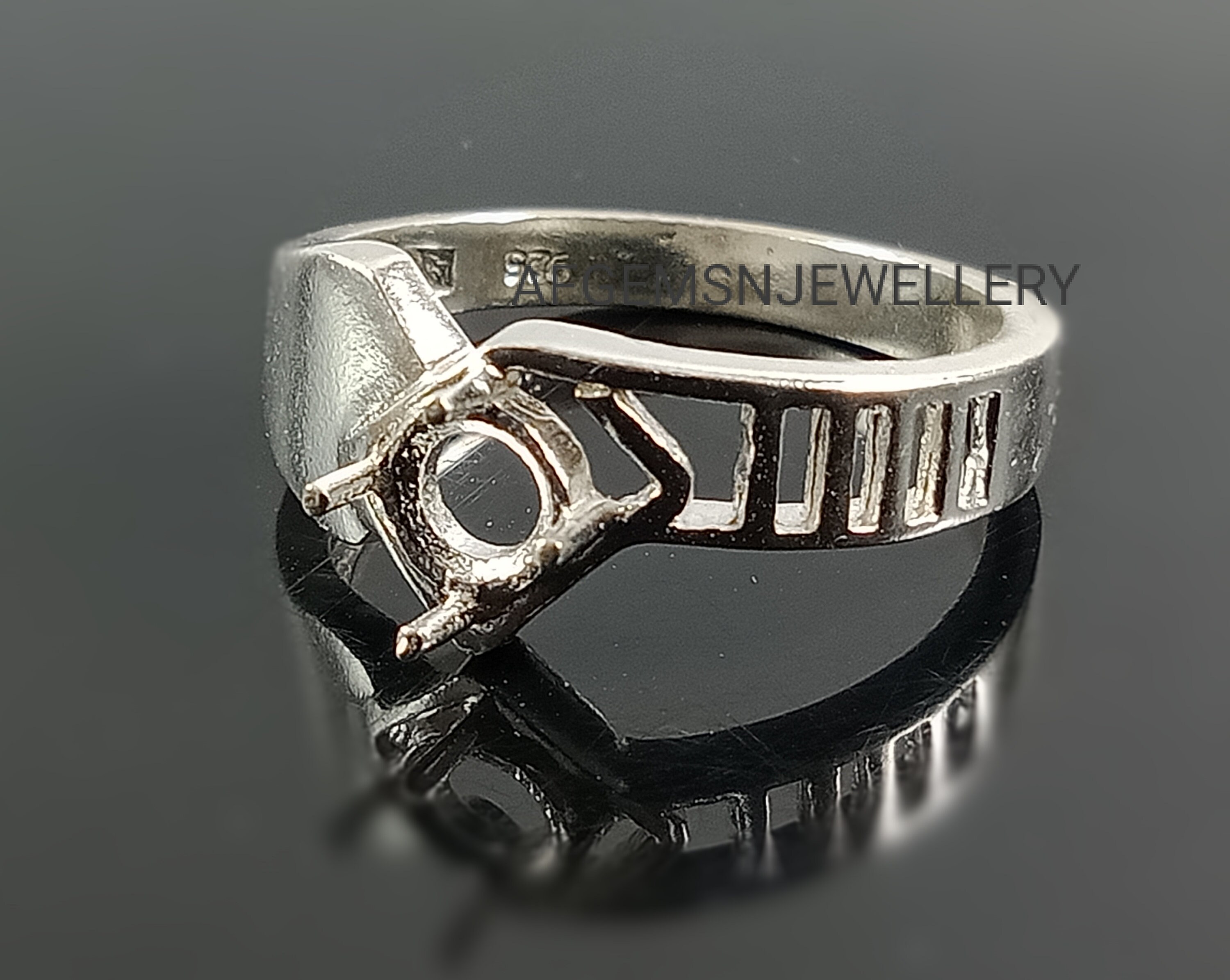 925 Sterling Sliver Ring5x5 MM Round Semi Mount Ringwithout Etsy