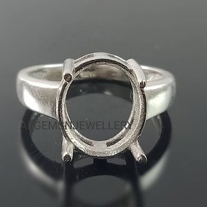 925 Sterling Sliver Ring-10X12 MM Oval Semi Mount Ring-Without Gemstone Ring-Ready to be Set With Your Own Stone-Prong Setting Ring