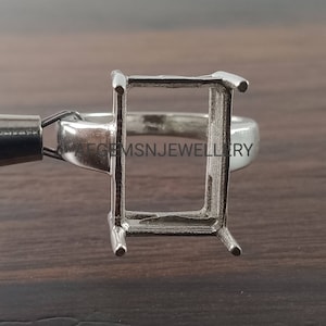 10x14 MM Rectangle Semi Mount Ring-Bride Ring-Without Stone Ring-Wedding Ring-Women Ring-925 Sterling Silver Ring- Prong Setting Ring