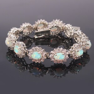 Natural Ethiopian Fire Opal Bracelet-925 Silver Bracelet-Opal Tennis Bracelet-Opal Gemstone Bracelet-Birthstone Bracelet-Wedding Bracelet