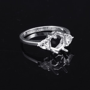 7MM Hexagon Semi Mount Ring-Without Stone Ring-Prong Setting Ring-925 Sterling Silver Ring-Wedding Ring-Ring Setting Without Stone