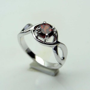 Anillo de granate natural antiguo, corte redondo, anillo de piedras preciosas, anillo de apilamiento, plata de ley 925, regalo de cumpleaños, anillo para ella