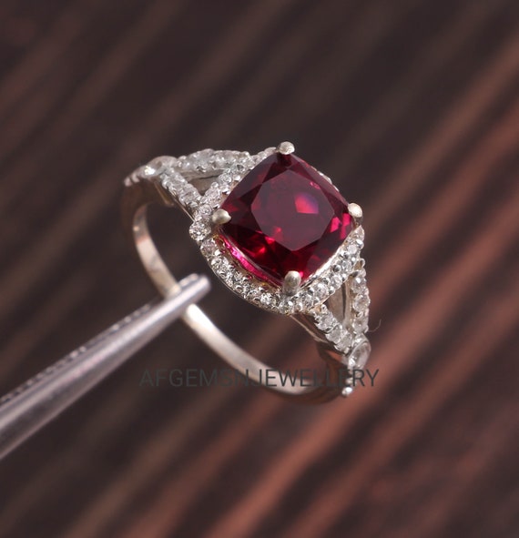 Silver rhodolite sales ring