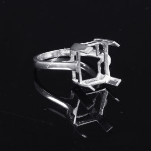 10X12MM Octagon Semi Mount Ring-Unique Ring-Without Stone Ring-Unset Ring-925 Sterling Silver Ring-10x12MM Emerald Cut Prong Setting Ring