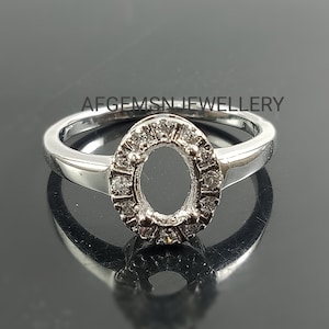 Silver Semi Mount Ring-7X5MM Oval Mount Ring-Without Stone Ring-Blank Ring-Unset Ring-Wedding Ring-Oval Ring-Prong Setting Ring