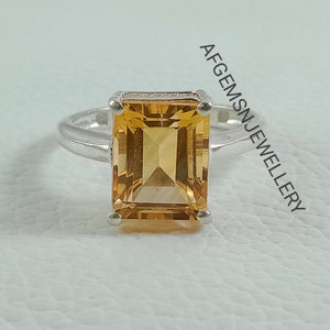 November Birthstone Yellow Topaz Ring-Natural Golden Topaz Ring-Octagon Cut Topaz-Golden TOPAZ Jewelry-Vintage Ring-TOPAZ Ring