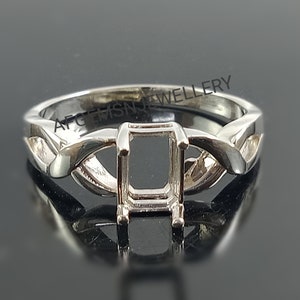 7X5 MM Rectangle Semi Mount Ring-Bride Ring-Without Stone Ring-Wedding Ring-Women Ring-925 Sterling Silver Ring- Prong Setting Ring