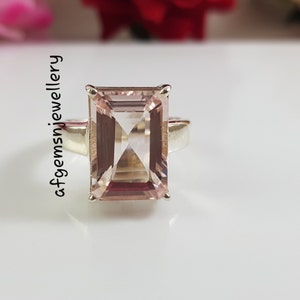 Natural Morganite Ring-Engagement Morganite Ring-925 Sterling Silver Ring-Statement Ring-Morganite Birthstone Ring-Morganite Jewelry Ring