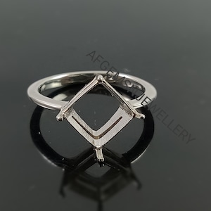 8X8MM Square Semi Mount Ring-Without Stone Ring-Ready to be Set With Your Stone-925 Sterling Silver Ring-Wedding Ring-Prong Setting Ring