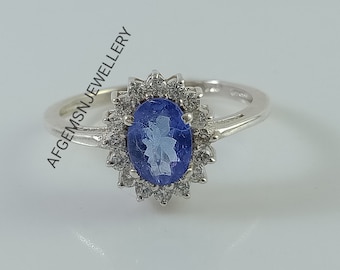 Fine Tanzanite Ring- Silver Vermeil Tanzanite Ring- Engagement Promise Ring- December Birthstone Jewelry - Anniversary Gift For Her