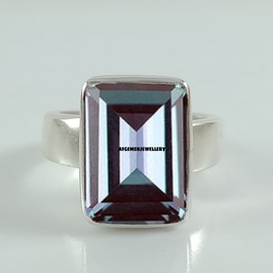 Emerald Cut Alexandrite Engagement Ring, Ring For Men's Sterling Silver, Boho Ring, Personalized Ring For Men, Alex Engagement Ring