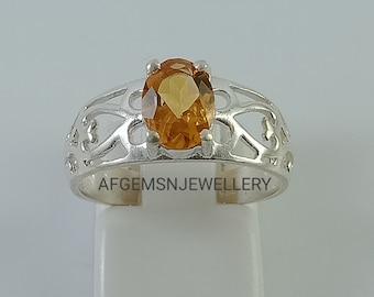 Natural Golden Topaz Ring-Wedding Golden Topaz Ring-925 Sterling Silver Golden Topaz Ring-Yellow Golden Topaz Ring-Golden Topaz Jewelry Ring