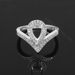 6X9MM Pear Semi Mount Ring-Without Stone Ring-Ready To be Set With Your Own Stone-925 Sterling Silver Ring- Pear Ring-Prong Setting Ring