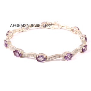 Verlobung Armband-Alexandrit Armband-Farbe ändernde Edelstein-Sterling Silber Armband-Farben ändern Armband-June Birthstone Armband