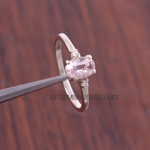 Rare Morganite Ring Sterling Silver Ring Promise Ring for Her Engagement Ring Gemstone Morganite
