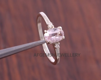 Rare Morganite Ring Sterling Silver Ring Promise Ring for Her Engagement Ring Gemstone Morganite