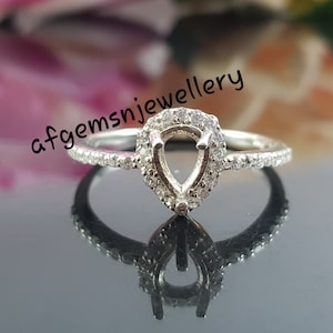 7X5MM Pear Semi Mount Ring-Without Stone Ring-Ready To be Set With Your Own Stone-925 Sterling Silver Ring- Pear Ring-Prong Setting Ring