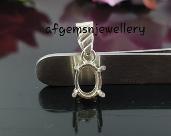 925 Sterling Silver Colgante-7X9MM Oval Semi Mount Colgante-Semi Mount Colgante-Colgante de ajuste