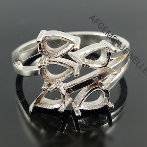 6X4MM Pear Semi Mount Ring-Without Stone Ring-Ready To be Set With Your Own Stone-925 Sterling Silver Ring- Pear Ring-Prong Setting Ring