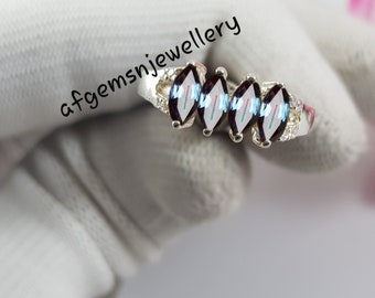 Marquise Cut Alexandrite Ring For Women- Color Changing Gemstone Ring- Alexandrite Ring in 925 Sterling Silver