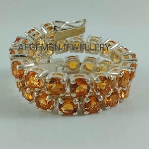 Natural Yellow Topaz Bracelet-Tennis Gold Topaz Bracelet-925 Silver Bracelet-Topaz Bracelet-Golden Topaz Bracelet-Unique Topaz Bracelet