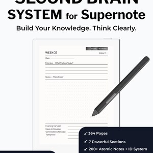 Hyperlinked Second Brain PDF for Supernote | Zettelkasten PKM Template