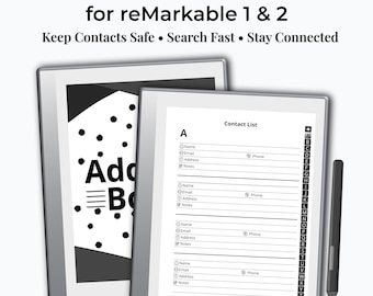 Agenda de direcciones con hipervínculos para reMarkable 2 / Organizador de contactos de la A a la Z en PDF / Agenda telefónica digital