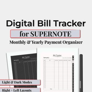 Hyperlinked Bill Tracker for SUPERNOTE | Monthly Expense Template