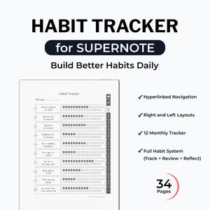 Rastreador de hábitos digitales para Supernote / Plantilla PDF con hipervínculos