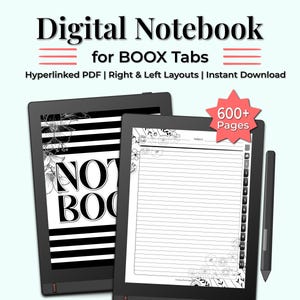 Cuaderno digital para BOOX / 12 plantillas PDF con hipervínculos / Diseños izquierdo y derecho